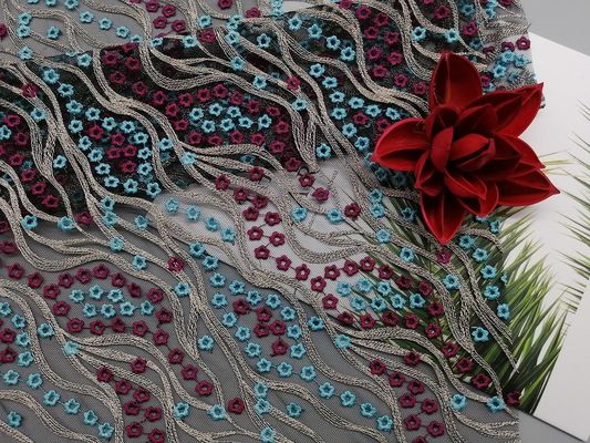 49 duim kleurde 3D Bloemenstof van het Luxekant voor Vrouwelijke Kleding