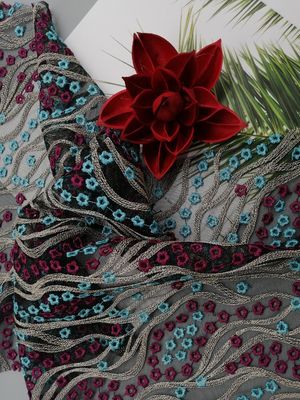 49 duim kleurde 3D Bloemenstof van het Luxekant voor Vrouwelijke Kleding