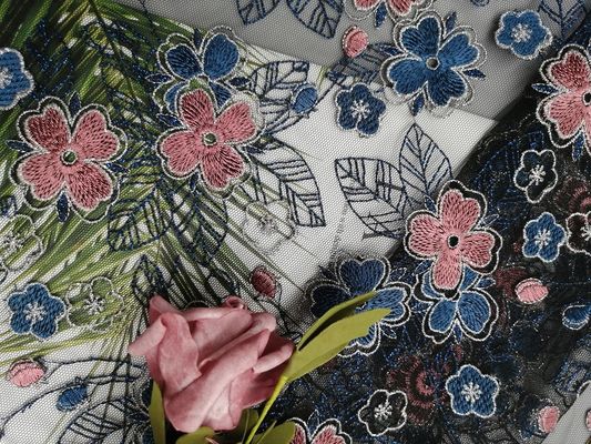 Gekleurd Kant 80 Yards van de Marine de Roze Polyester van Lurex Stoffen