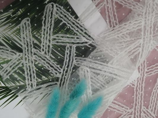 Witte 3D Applique-Borduurwerkstof voor Dame Garment Fabric Lace