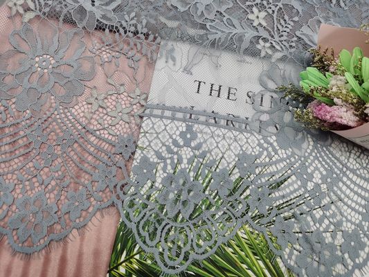 Grey Eyelash Scallop Edge Lace-Stof voor Dame Evening Dress