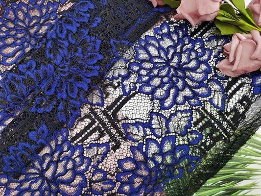Blauwe Geribde het Kantstof van de huis Textiel Grote Bloem voor Meisjekleding