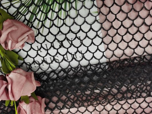 Het Patroon Zwart Zacht Tulle Mesh Fabric van vissenschalen