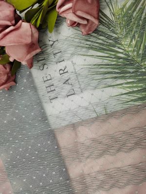Grey Polyester Crinckle Mesh Pleated-Kantstof voor Meisjekleding