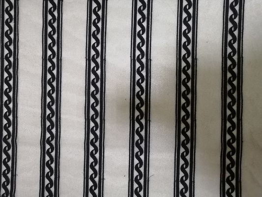Nylon Lineaire Geometrische Zwarte Geborduurde Kantstof