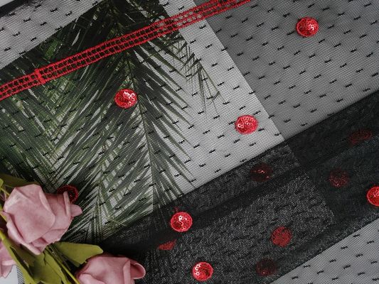 Rode Cirkellovertje Geborduurde Stof voor Dame Evening Dress