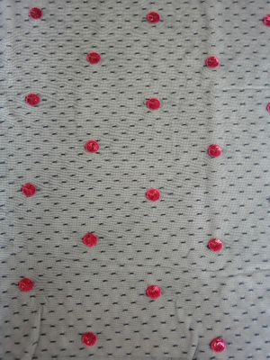 Rode Cirkellovertje Geborduurde Stof voor Dame Evening Dress