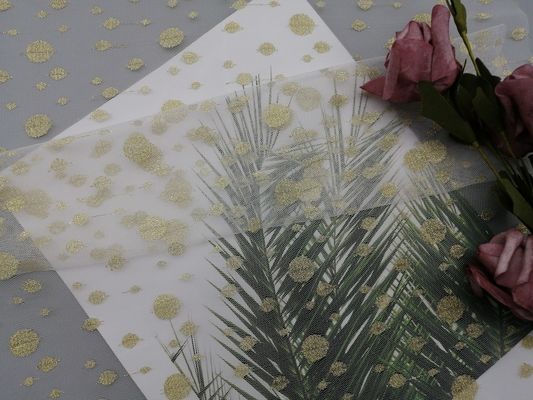 Gouden Dot Metallic Lace Fabric White-Kantstof voor Huwelijkskleding