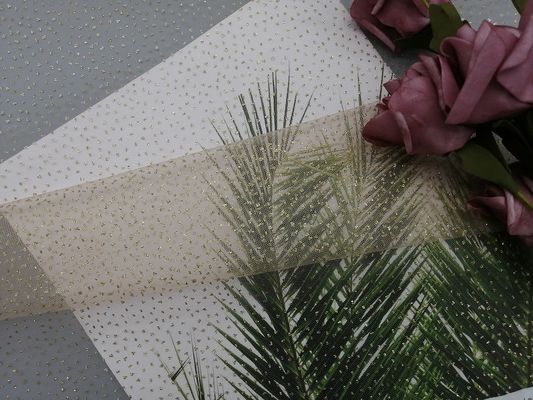Roze Met een laag bedekt Metaal schittert Tulle Mesh Foil Printed Fabric