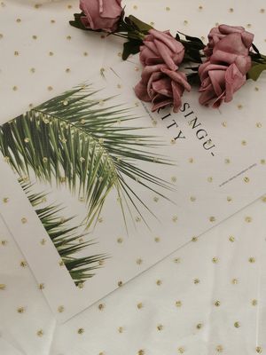 100 Yards Metaal schitter Folie Gedrukte Ivoorpolka Dot Fabric