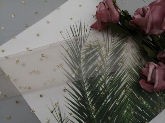 100 Yards Metaal schitter Folie Gedrukte Ivoorpolka Dot Fabric