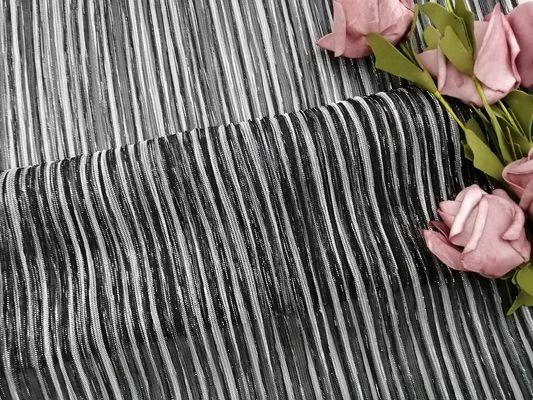 Partij 100 yards van Zwarte Metaallurex Mesh Pleated Lace Fabric