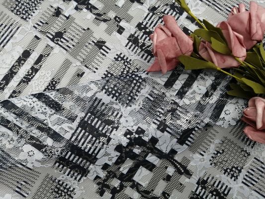 Stof van het polyester de Bloemen Gedrukte Kant voor Dame Evening Dress
