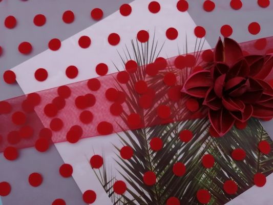 Rode Grote Polka Dot Tulle Flocked Mesh Fabric
