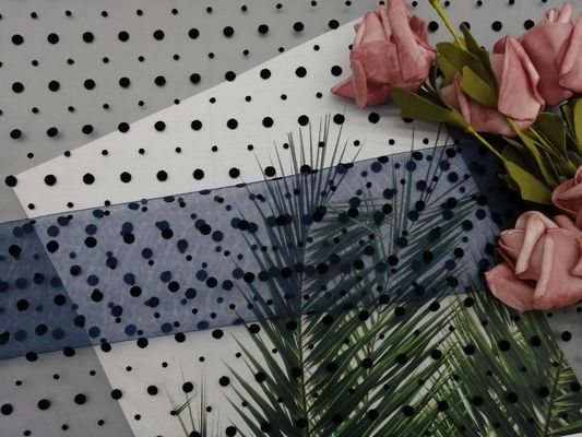 Marine Dot Tulle Flocked Mesh Fabric voor Dame Evening Dress