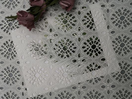 Oogje Mesh Laser Cutting Cotton Fabric voor Vrouwelijke Kleding