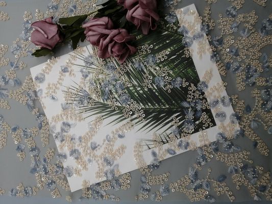 60 Yards 125cm Roze Stof van het Lovertje Bruids Geparelde Kant