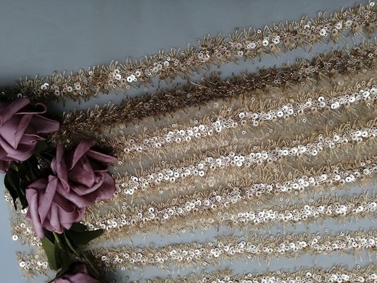 Dame Dress Decoration 60 Yards de Lineaire Geborduurde van het Lovertjekant Stoffen