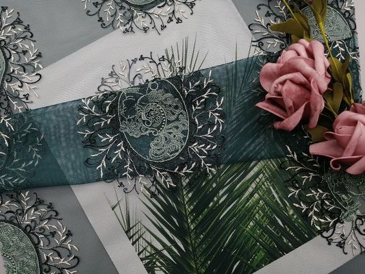 60 Yards van Tulle Mesh Party Green Embroidered Lace de Stoffen