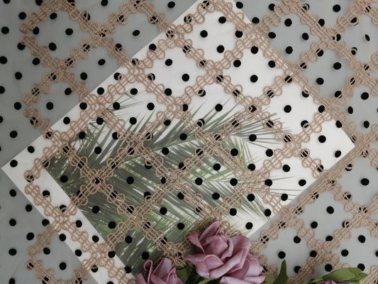 125cm de Stof van Polkadot embroidery flocked tulle mesh