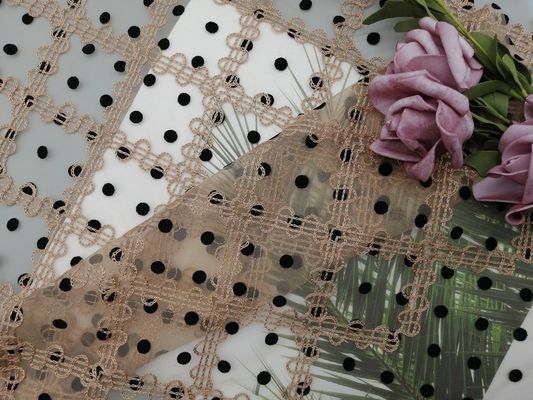 125cm de Stof van Polkadot embroidery flocked tulle mesh