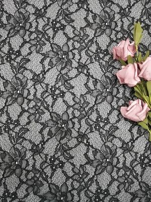 100% nylon Zwarte Franse Chantilly-het Kantstof van Borduurwerkraschel