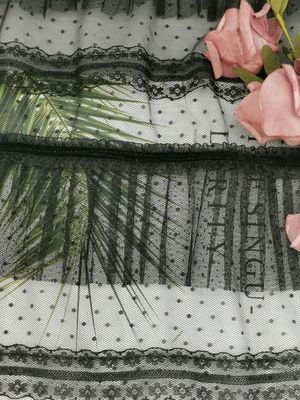 Zwart Dot Foil Printing Pleated Crinkle Mesh Crushed Tulle Fabric