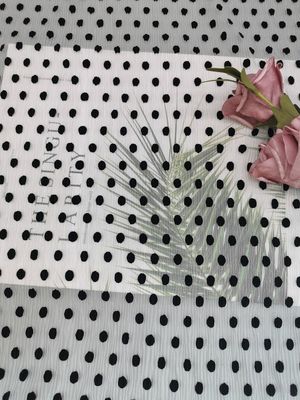Zwart Dot Tulle Crinkle Flocked Pleated Mesh Fabric