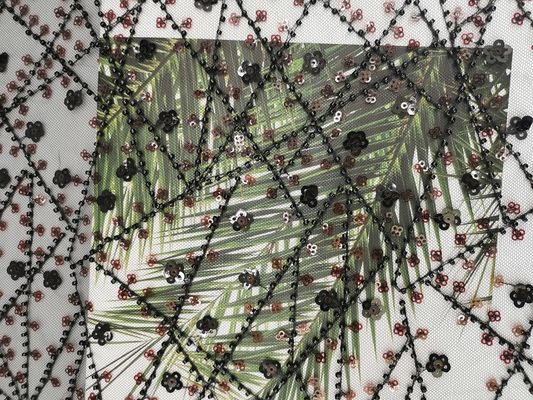 Veelkleurig Kantparel Geborduurd Lovertje Mesh Fabric