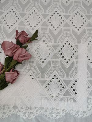 Diamond Pattern Lace Eyelet White-de Katoenen Stof van Broderie