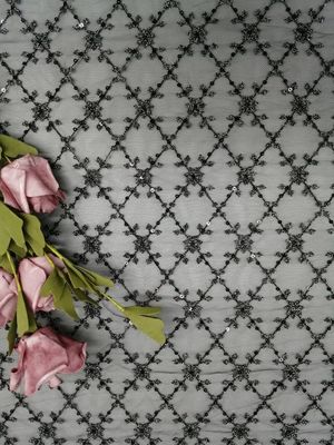 ODM Tulle Mesh Sequin Embroidered Fabric For Beddegoedartikelen