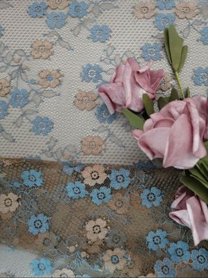 145CM Kleine Bloemen Geborduurde Kantstof Damedress lace brown Kleur