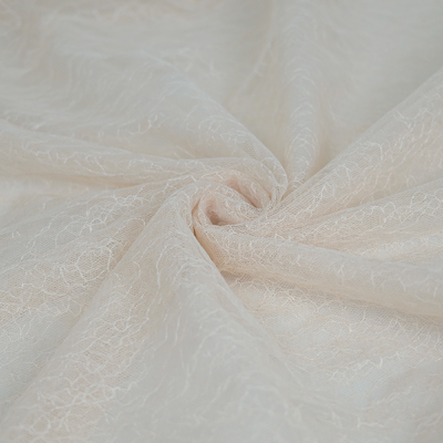 Van het Kanttulle van de room de Bloemenbekleding volkomen Geborduurde Stof OEKO - Tex Standard