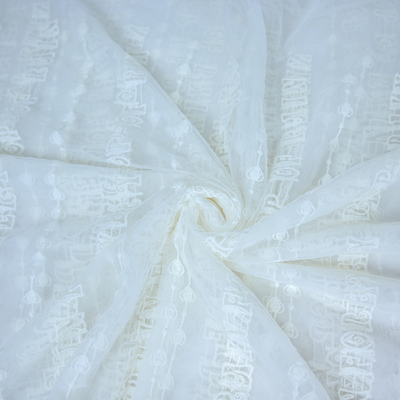 Wit Tulle Mesh Embroidery Wedding Dress Fabric 125cm Breedte