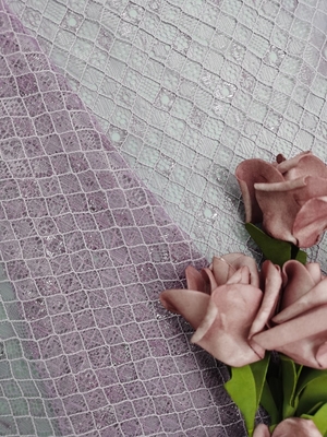 Purpere Kleur Geborduurde Kantstof Diamond Type Lattice Pattern Mesh