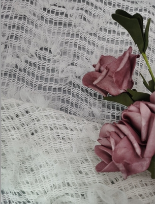 de witte 3D Bloemenstof van de de Kinderenkleding van de Kantstof haakt Kant
