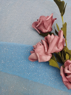 Geplooide het Kantstof van Buledot tulle mesh foil printed Stof