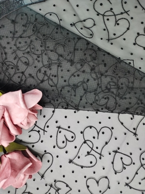 100% AZO Vrij van polyestertulle Mesh Printed Lace Fabric