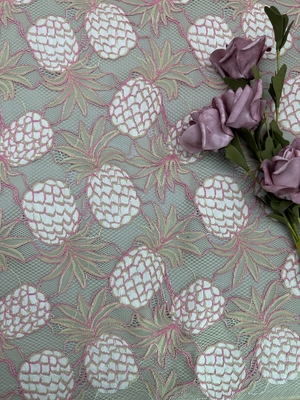 Ananas Twee Tone Corded Lace Fabric For-de Slijtage van Kinderen 140cm Breedte
