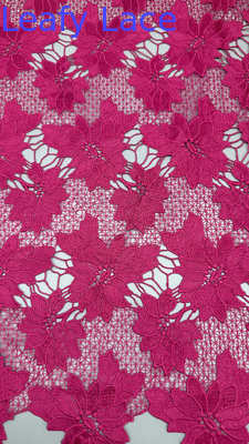 Guipure kant Roze blaadige stijl geborduurde kant stof voor bruidsfeestjurk