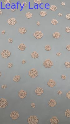 Traditional Yellow Rose Flocked Mesh Lace Design Customized for Elegant Fabric Luxary Brand