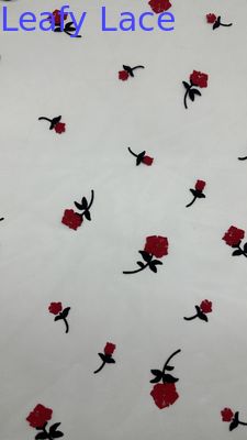 Special Design Traditional Rose Flocked Mesh Lace Quality Customized for Elegant Fabric For Gown