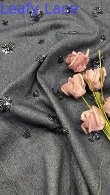 OEM Kantstof Fabrikant voor Modedesigners Pailletten Geborduurde Kantstof Elegante Mooie Kleur