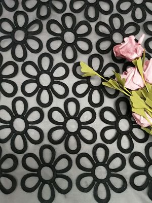 Grote Bloemen van het Katoenen 100% het Kantstof Zijdeborduurwerk