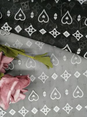 Het AZO Vrije de Grond van Tulle Mesh Printed Lace Fabric Balck Witte Bijeenkomen