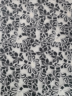 Het AZO Vrije de Grond van Tulle Mesh Printed Lace Fabric Black Witte Bijeenkomen